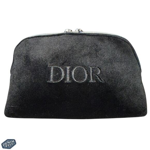 Christian Dior Black Velvet Cosmetic Pouch – Embroidered Logo – Limited Edition - Picture 1 of 8